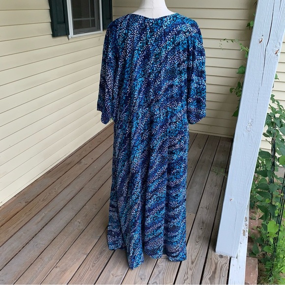 Swimsuits For All Cover Up Maxi Dress Faux Wrap Plus 34W 36W Blue Animal Dot - Picture 5 of 13